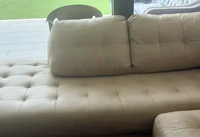 Natuzzai premium quality real leather Lshape sofa and single chairs