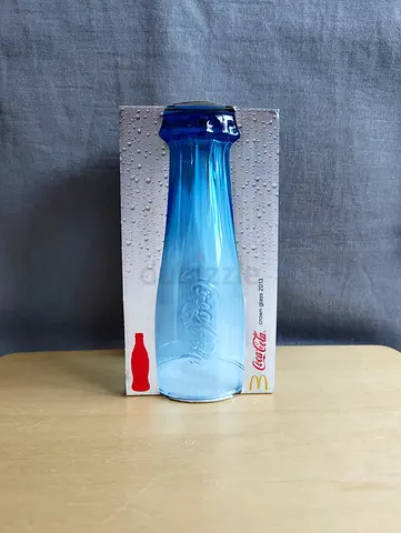 Coca Cola McDonalds 2013 Crown Glass BLUE Original Pack Rare Japan Exclusive