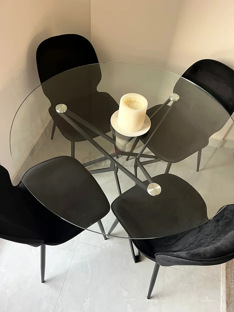Modern Glass Dining Table with Elegant Chairs63216833294722112