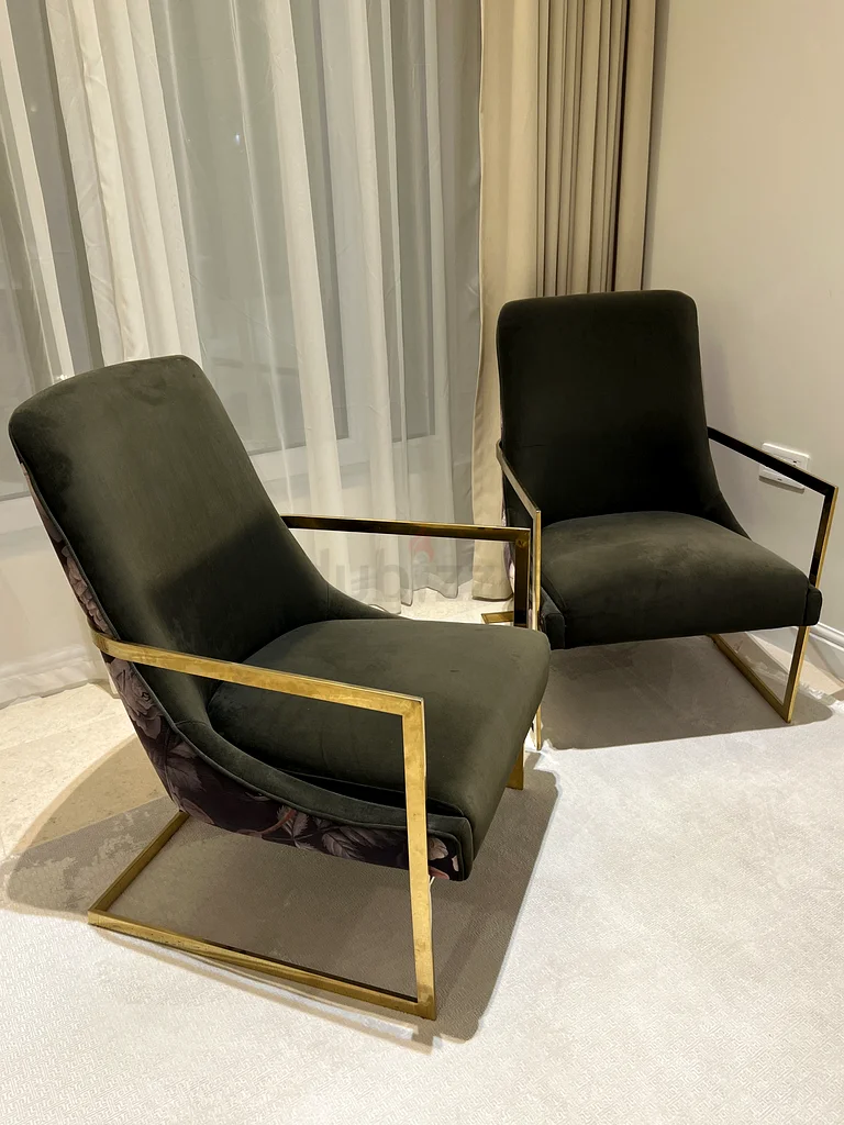 2 pcs Elegant Floral Accent Chairs with Gold Frame63216350961537112