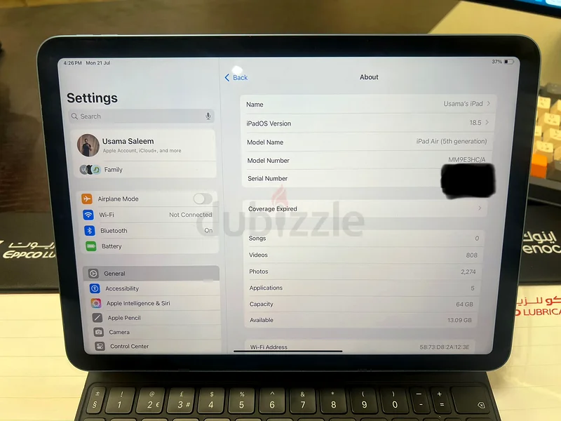 آيباد إير الجيل الخامس مع لوحة مفاتيح أبل - مثالي للإنتاجية!63256071357953111