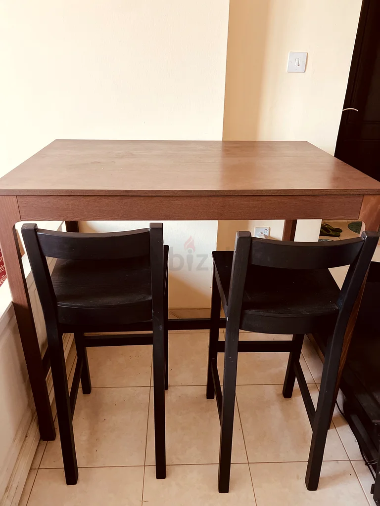 European style IKEA Wooden  Bar Dining Table with 2 Chairs63216833253121112