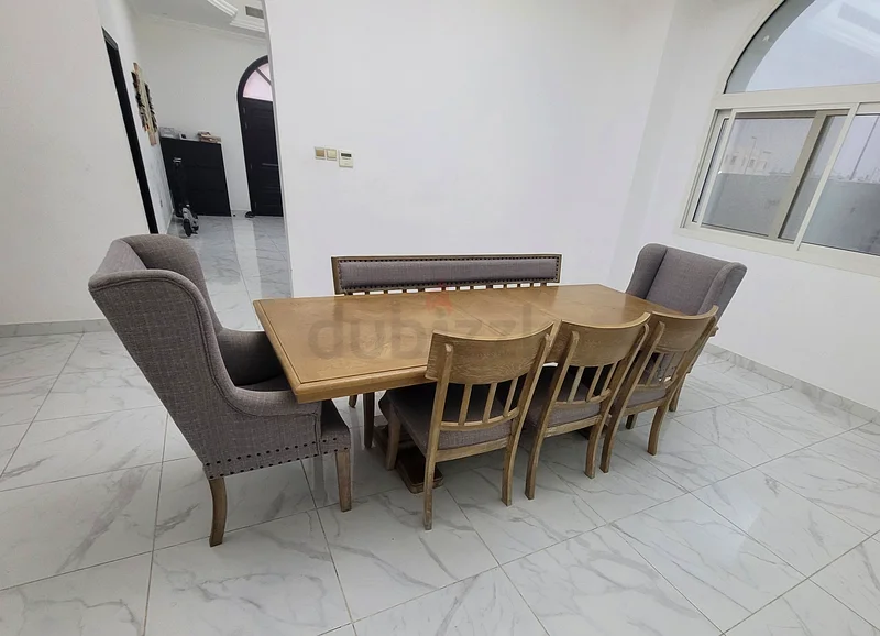 Elegant 8 seater Wooden Dining Set with Upholstered Chairs63216833280514111