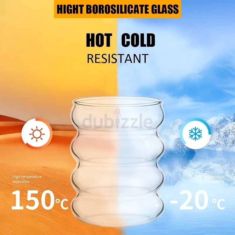 2269 - ORCHID M® 4 Pcs Ribbed Drinking Glass Cups with Glass Straws Set of 4, Aesthetic Iced Coffee63184220816003112
