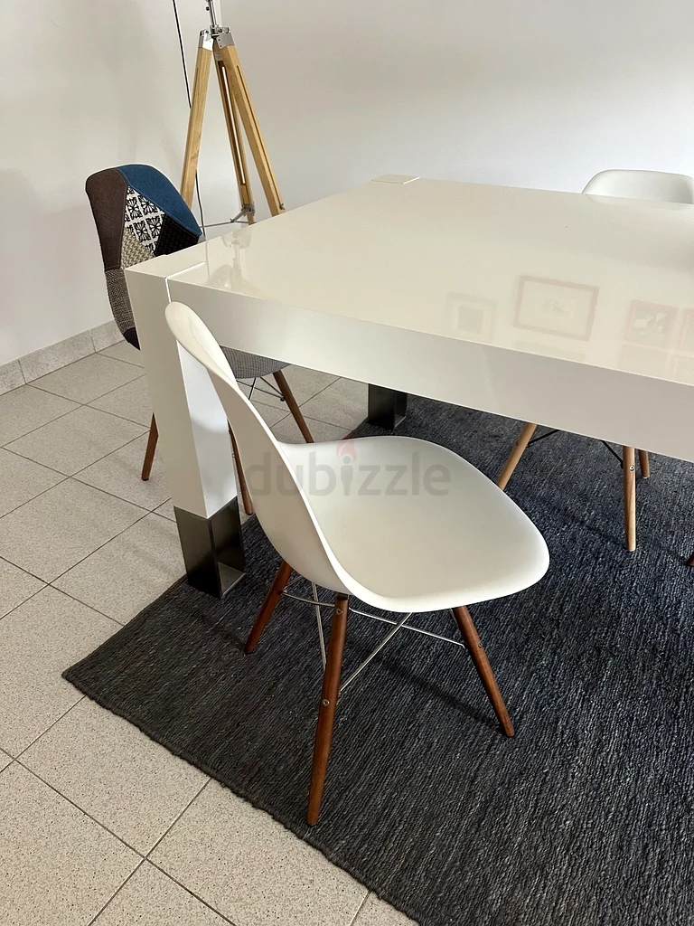 Modern Stylish Dining Table with 6 Colorful and white Chairs  (sizes 1x2.2z0.75 meter)63150035885825111