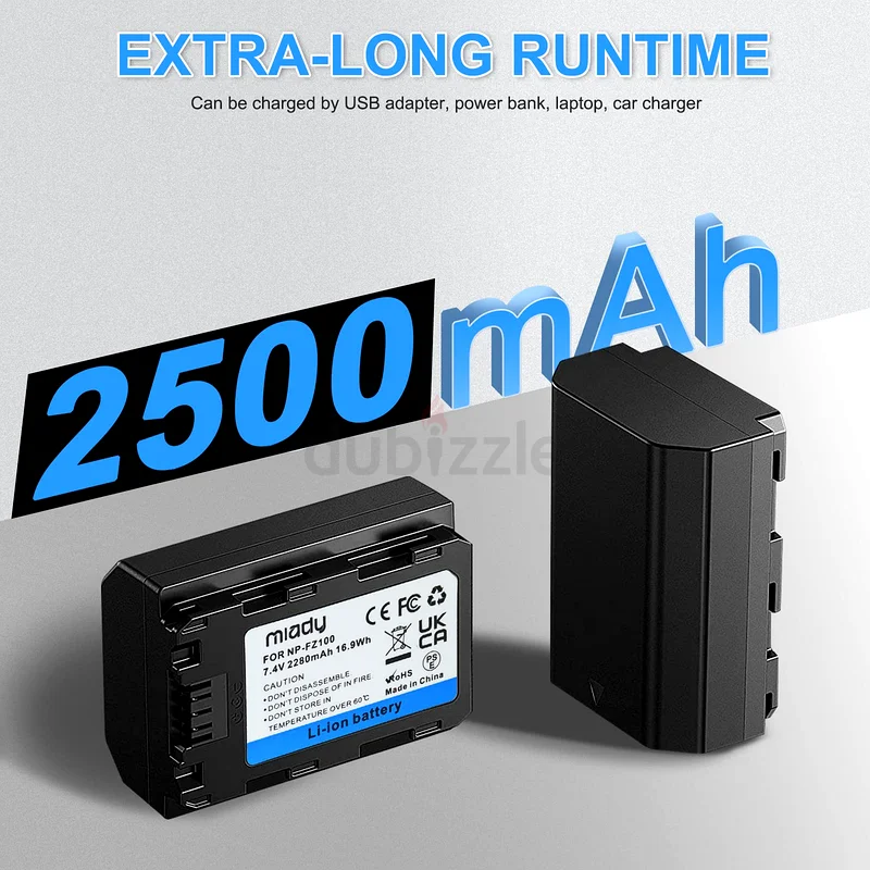 Miady NP-FZ100 Replacement Battery and Dual LCD Charger Set Upgrade Model Compatible with Sony Alpha63233642267778113