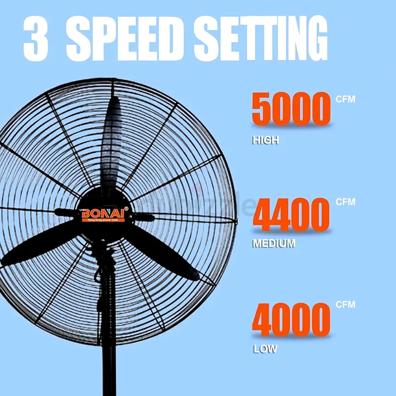 Industrial Stand Fan-Metal Pedal, High-Velocity Copper motor stand fan for large spaces, Warehouse a63220326097923112