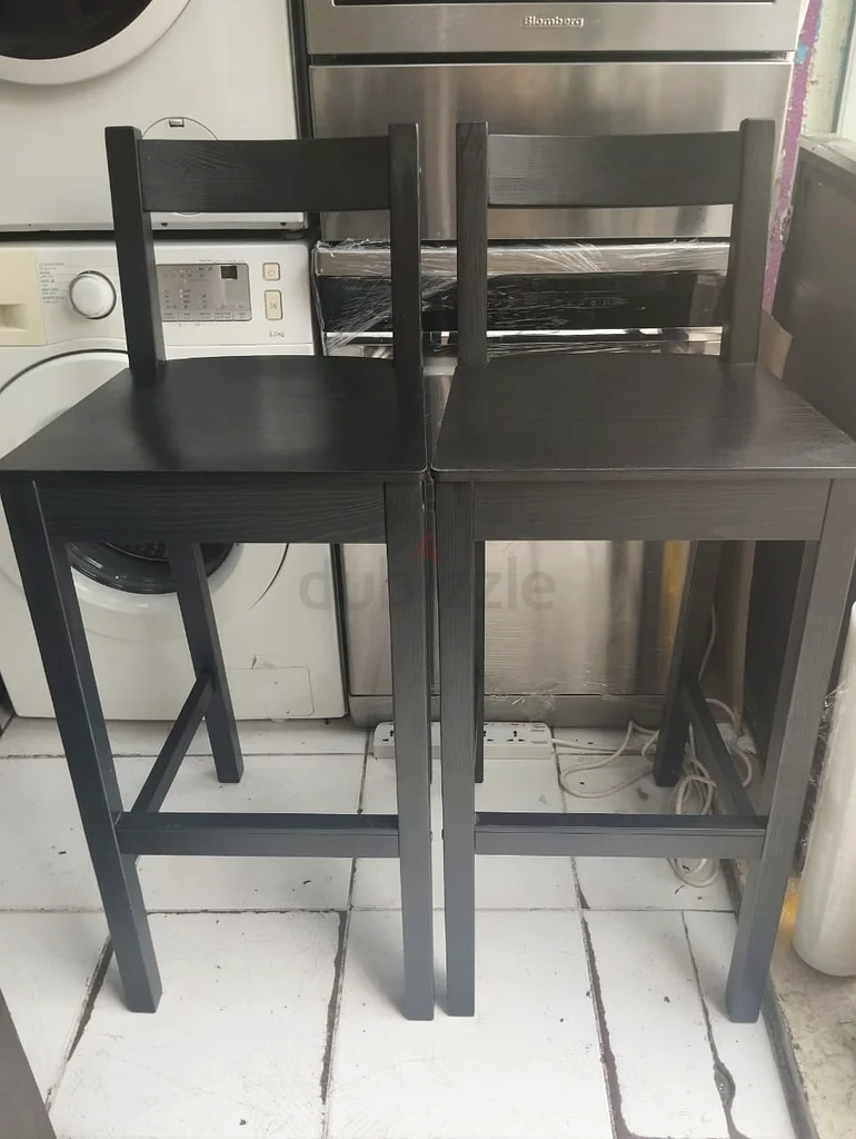 ك stool أسود بمقعدين مع مسند للظهر - مثالي لبار منزلك63180361538049111