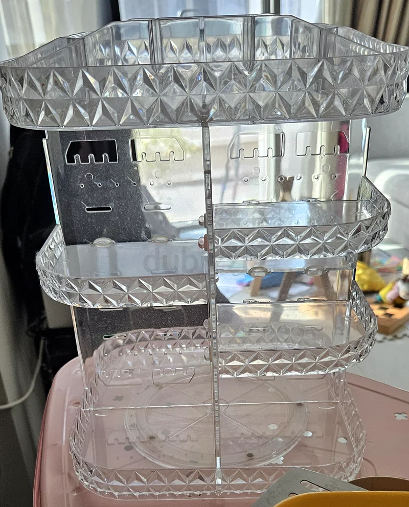 Clear acrylic rotating organizers — commonly used for cosmetics, toiletries, or small items632114187292191121