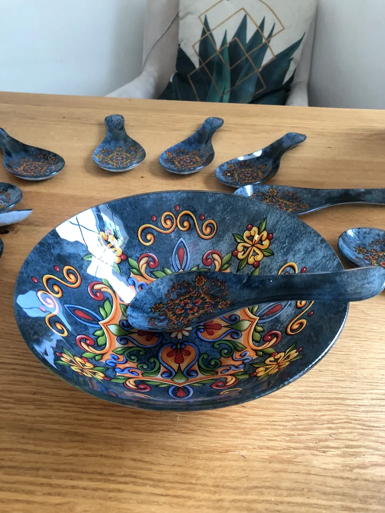 Stunning Handcrafted Decorative Plate Set - spoons are mini plates! Quite remarkable there are 2163215872609410112
