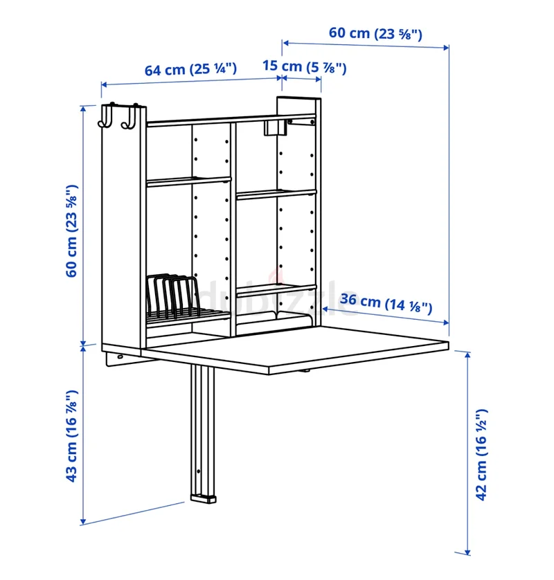 Wall mounted desk with shelves63219827332609112