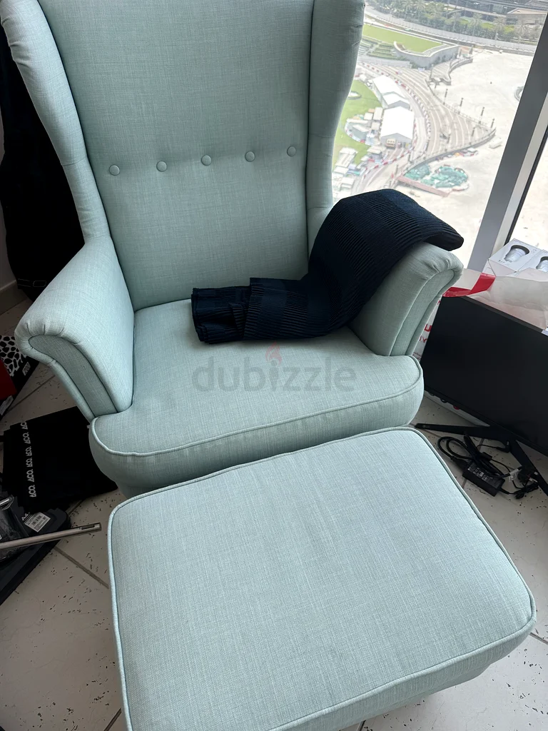 Stylish Mint Green Armchair with Ottoman for Sale63180361549185111
