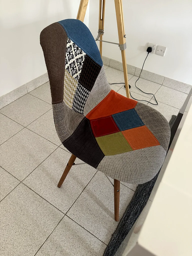Modern Stylish Dining Table with 6 Colorful and white Chairs  (sizes 1x2.2z0.75 meter)63150035885825113