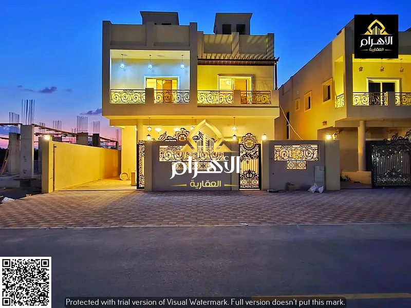 Villa for sale, personal finishing, one of the most luxurious villas in Ajman, directly opposite the park, freehold and without service fees63901264403585110