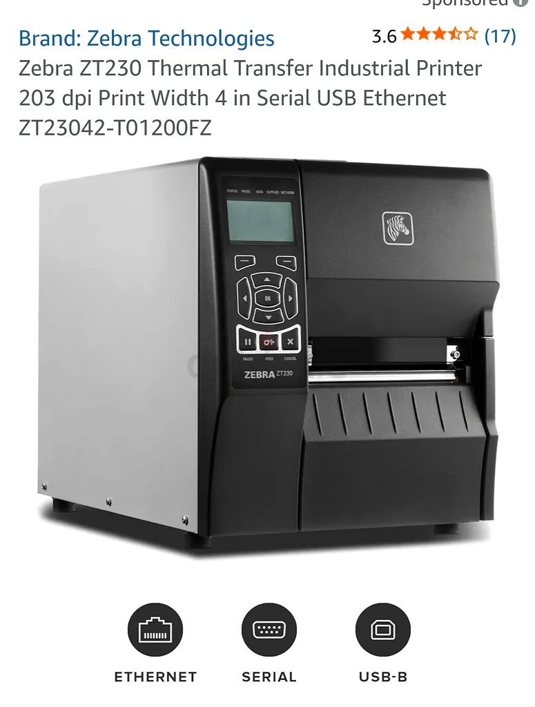 Zebra ZT230 Thermal Barcode Printer - Unleash Efficiency!63258138941441111