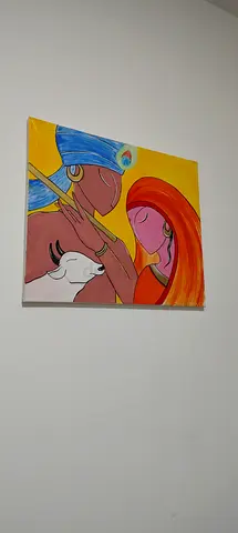 Vibrant Abstract Canvas Art - Eye-Catching Decor! Radha Krishna painting 50cmx60 cm