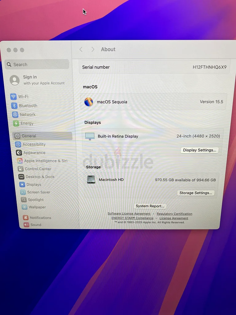 iMac M1 بحجم 24 بوصة، ذاكرة وصول عشوائي بسعة 16 جيجابايت، وسعة تخزين SSD بحجم 1 تيرابايت63167119594881112