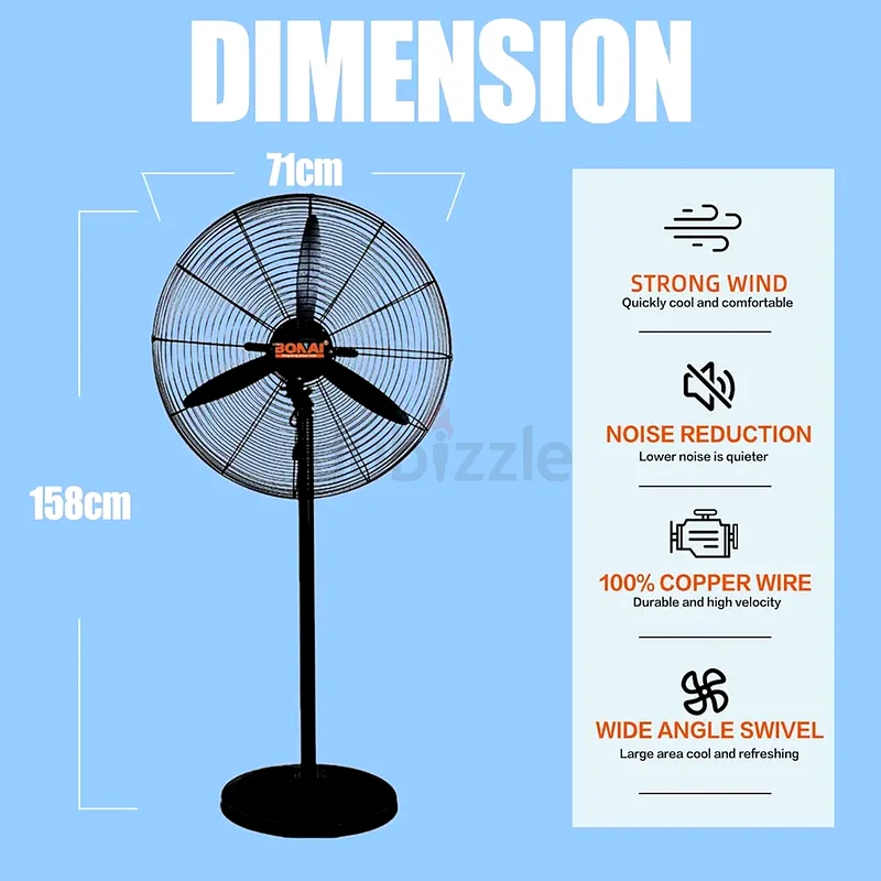 Industrial Stand Fan-Metal Pedal, High-Velocity Copper motor stand fan for large spaces, Warehouse a63220326097923111
