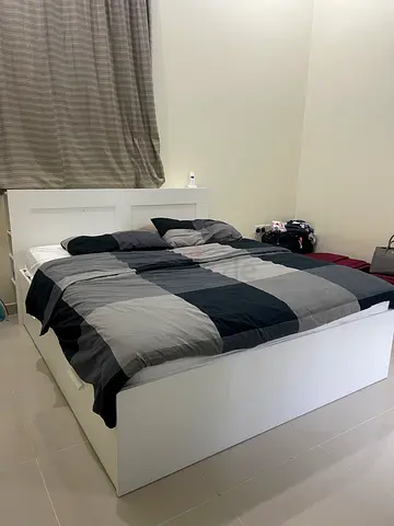 Stylish White Bed with Storage