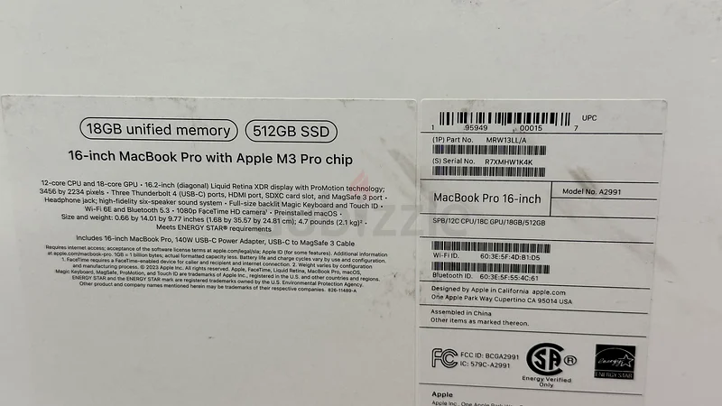 BOX ONLY, MacBook Pro M3 Max 16"63255536786561113