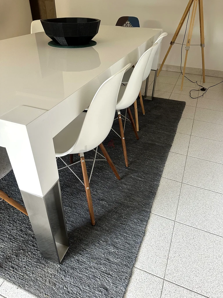 Modern Stylish Dining Table with 6 Colorful and white Chairs  (sizes 1x2.2z0.75 meter)63150035885825112