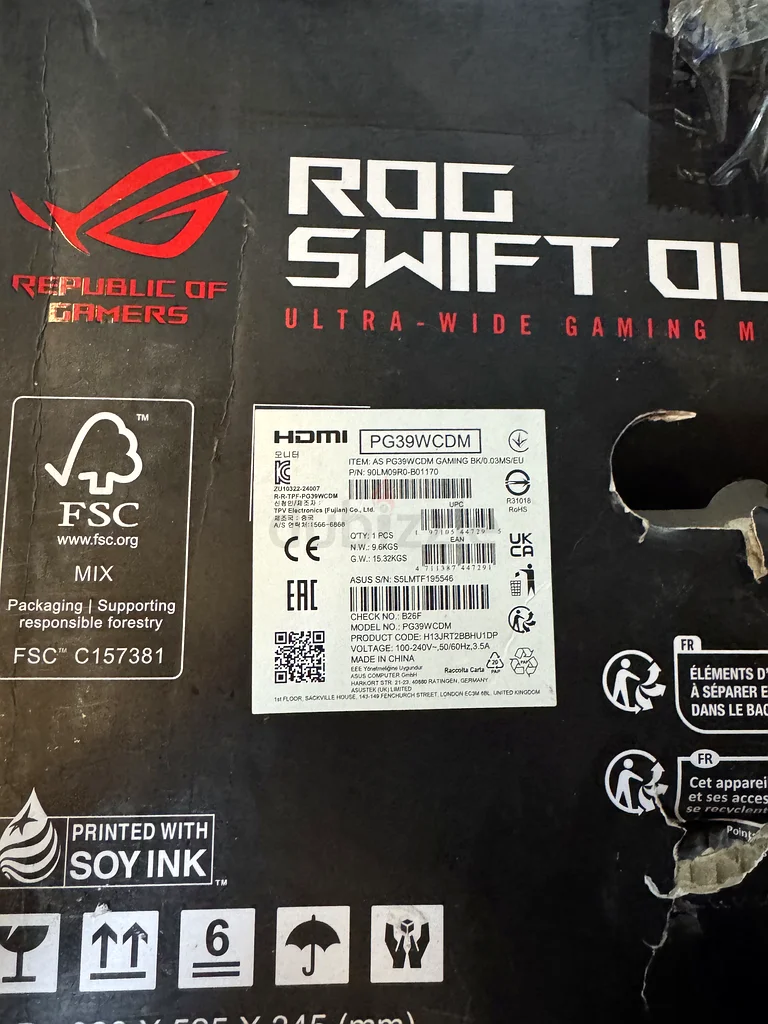 ASUS ROG Swift OLED PG39WCDM 39 inch63256068087427111