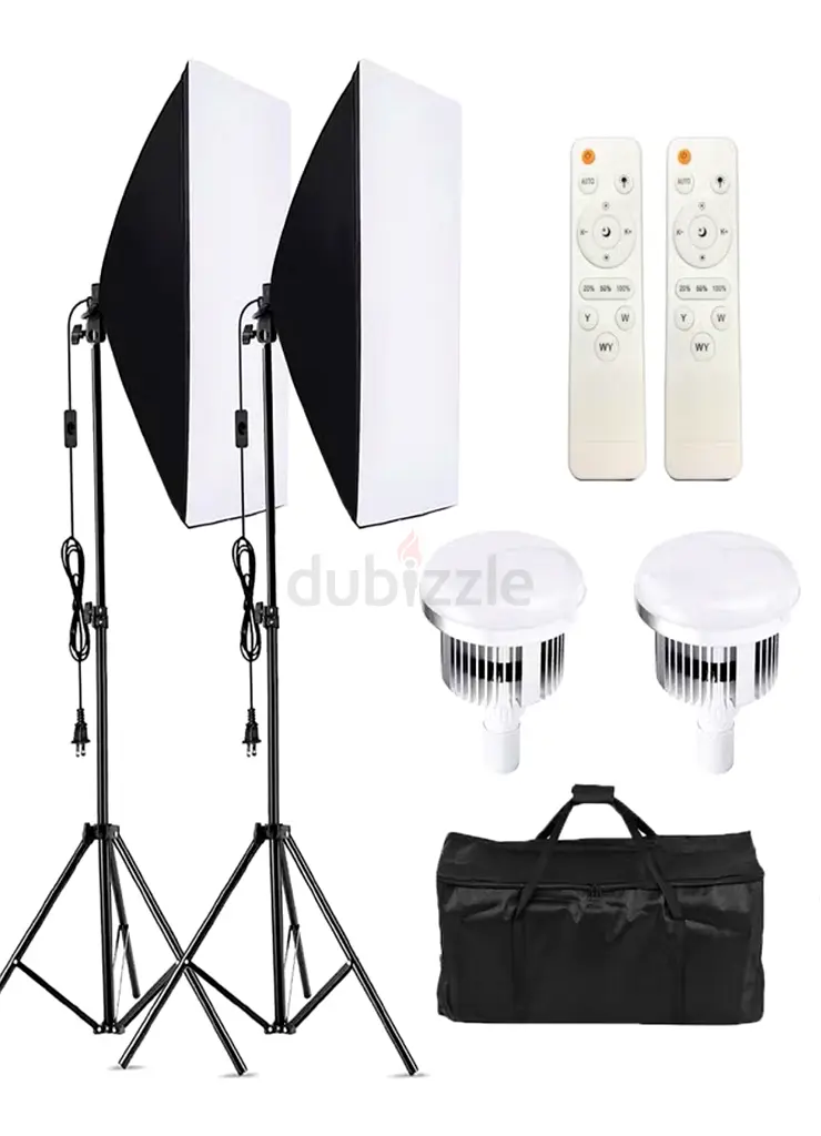 Padom Softbox Lighting Kit, Dimmable Continuous Lighting Soft Box Set with 3 Color Temperature 150W