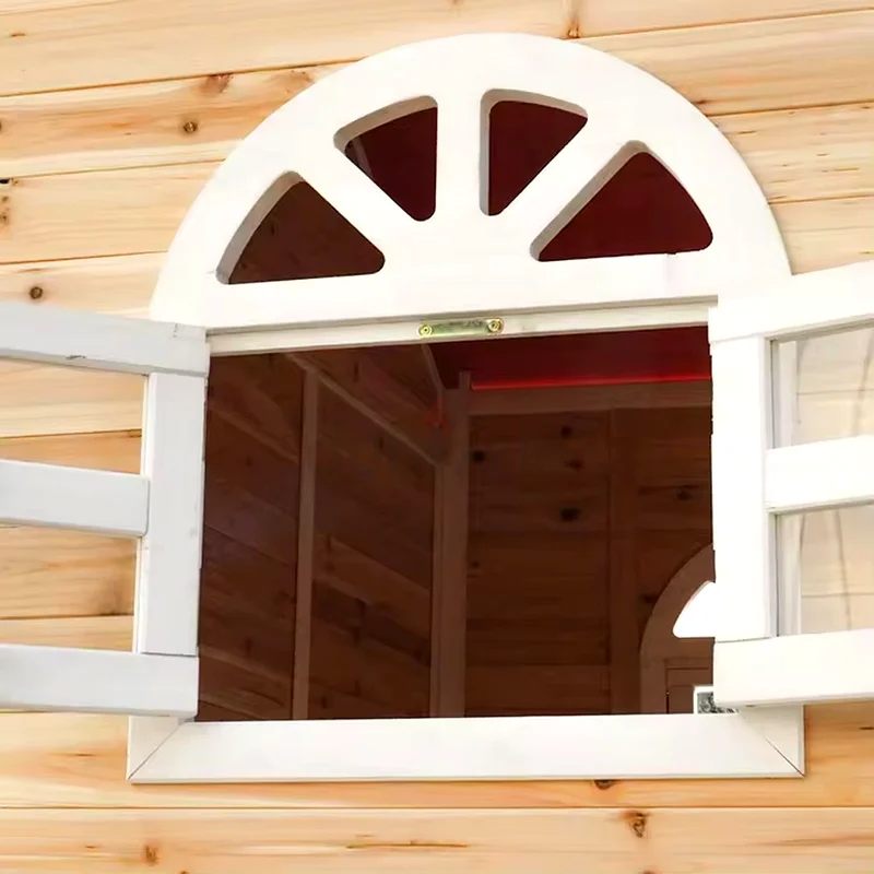 Wooden playhouse with slide AND climbing wall63205355655683112