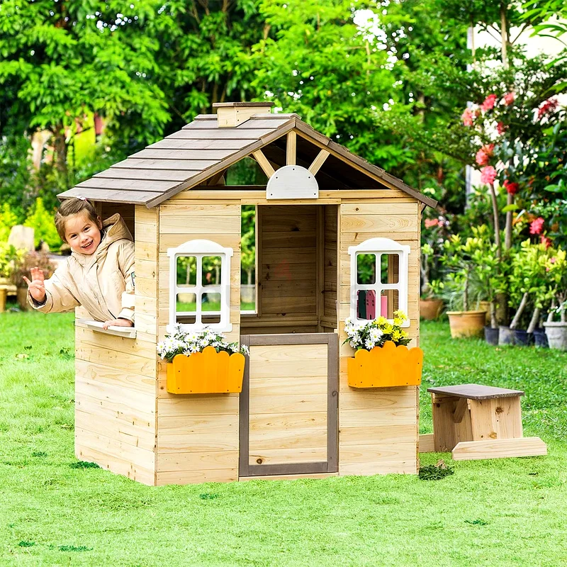 Childrens Wooden Garden House with Planters63205355620737112
