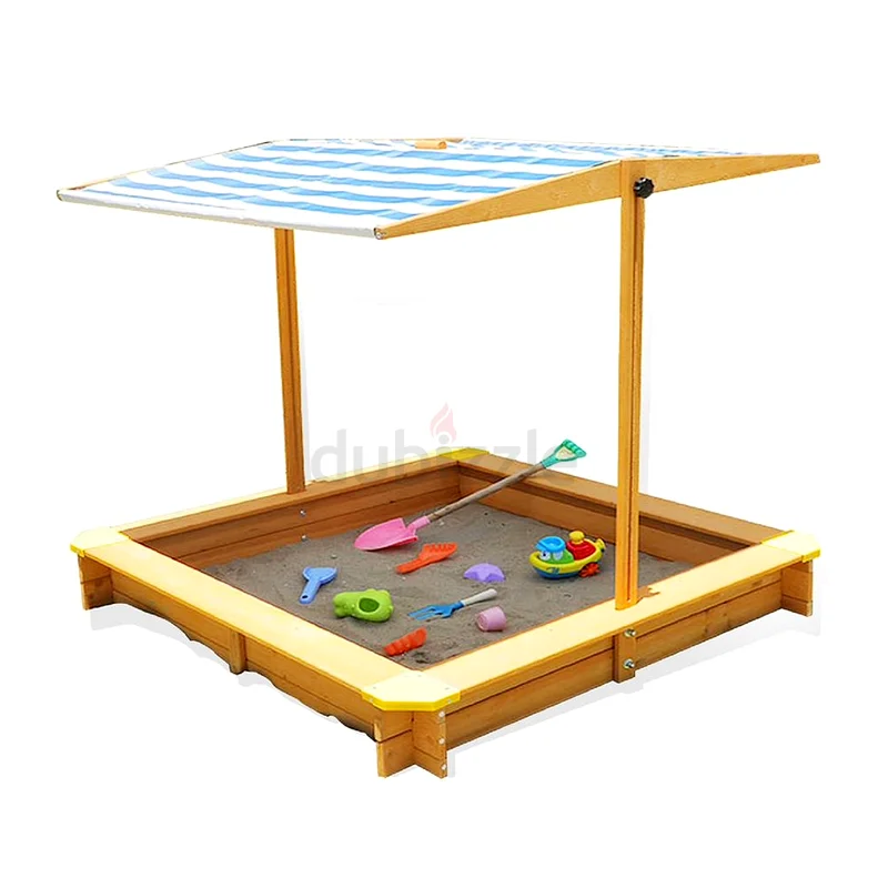 Kids Wooden Sandpit w/Adjustable Canopy for63205355634689114