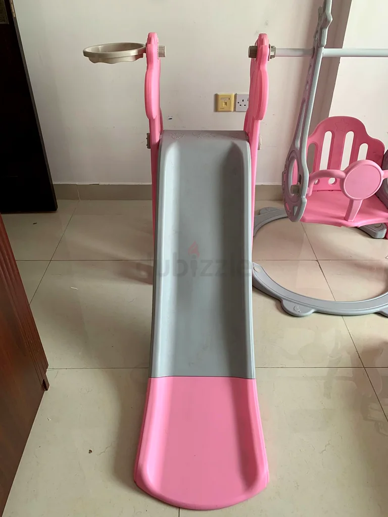 مجموعة منزلقة وكرسي هزاز وردية ممتعة للأطفال!63195109145091113