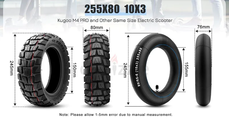 Tire 80/65-6 (255x80-150) with inner tube- 2pcs.63199636538241111