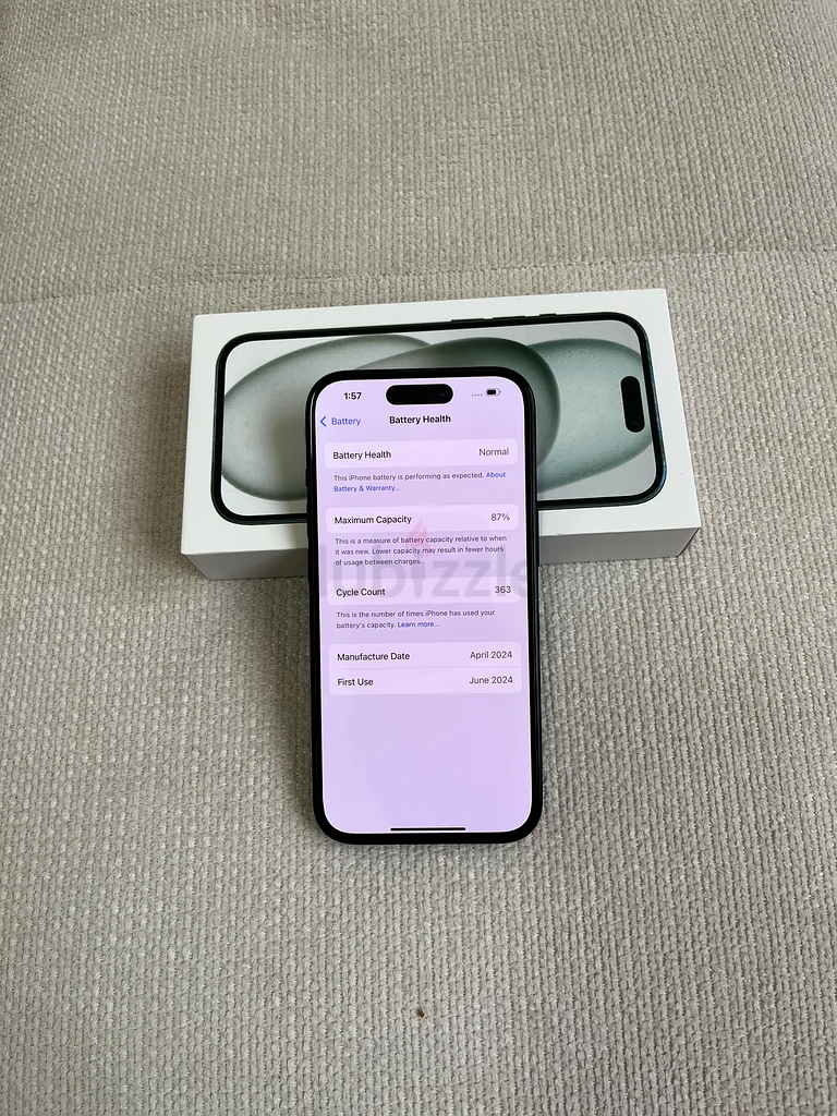 آيفون 15 بسعة 128 جيجابايت، أسود، بحالة ممتازة63179857640962112