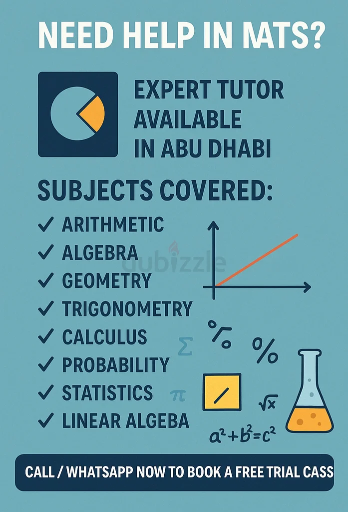 Expert Maths  Physics Tutor Available in Abu Dhabi – Grade 6 to University Level63219836712322111