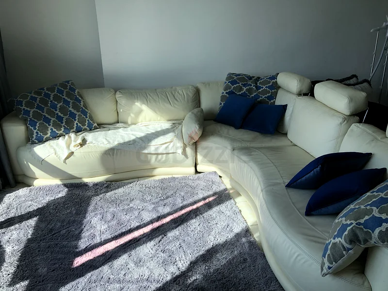 أريكة جلدية كريمية أنيقة للزاوية، لمجلس عصري63178430868097112