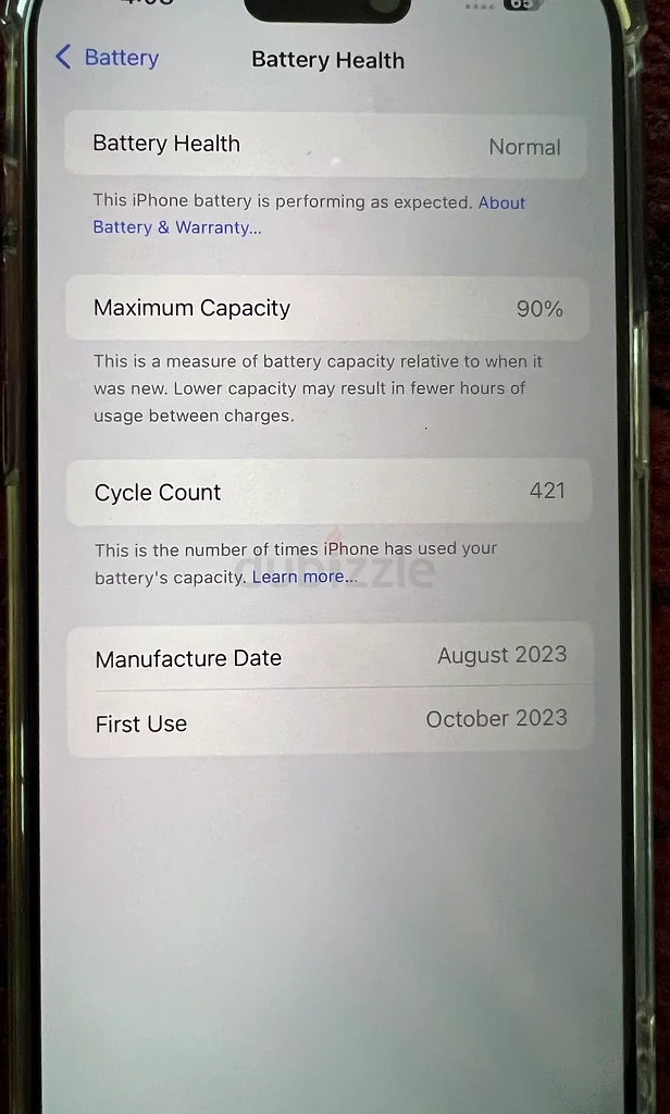 آيفون 15 برو ماكس 256 جيجابايت تيتانيوم – بطارية 90% – إصدار الإمارات63222341954690114