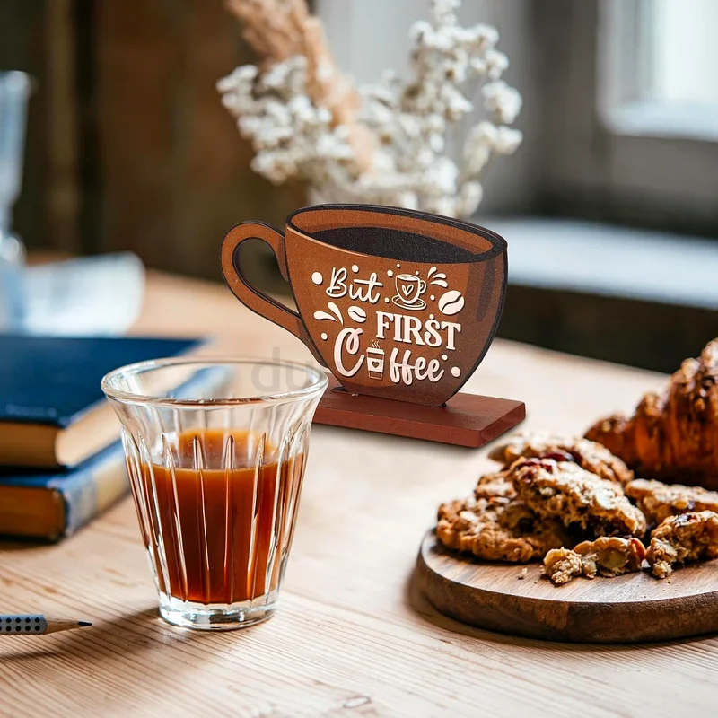 2295 - Coffee Bar Decor Sign, Azonee Farmhouse Wood Set for Coffee Stations, Rustic Table63184722715905113
