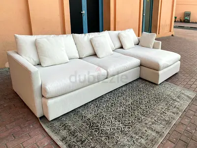 Crate Barrel Lounge Deep LShape Sofa beige perfect Condition