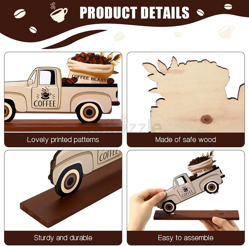 2295 - Coffee Bar Decor Sign, Azonee Farmhouse Wood Set for Coffee Stations, Rustic Table63184722715905111