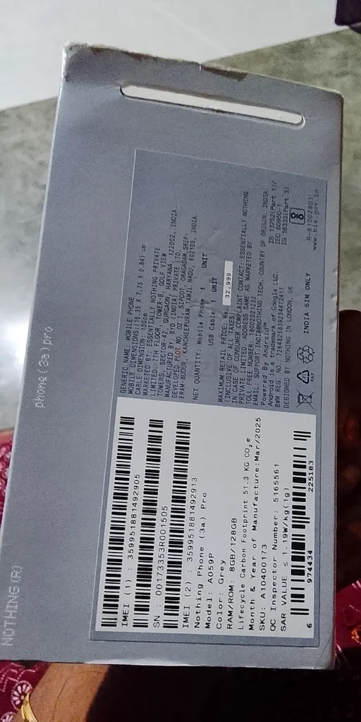 هاتف ذكي بريميوم، غير نشط، الهاتف فقط مع فتح العلبة. لا شيء 3a برو63221851242627111