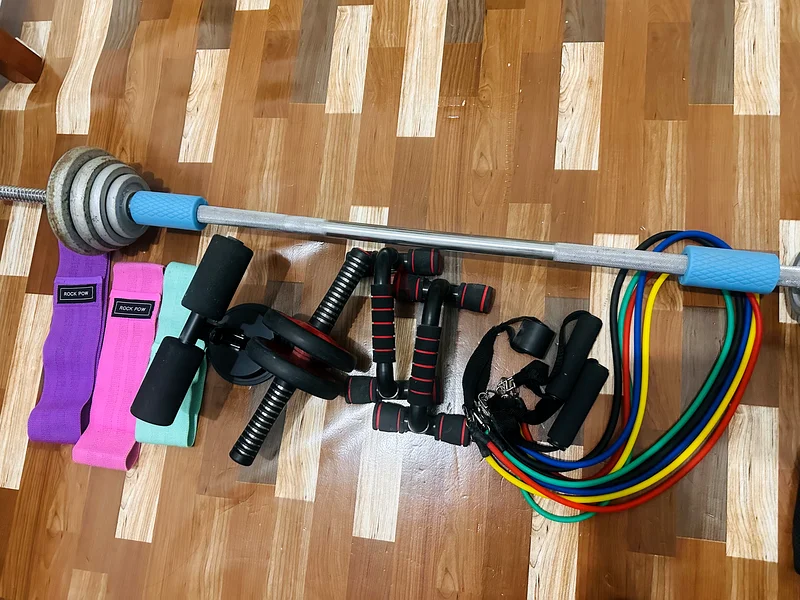 Complete Home Workout Equipment Set -  with 15 kg barbell Get Fit at Home!63199136895234111