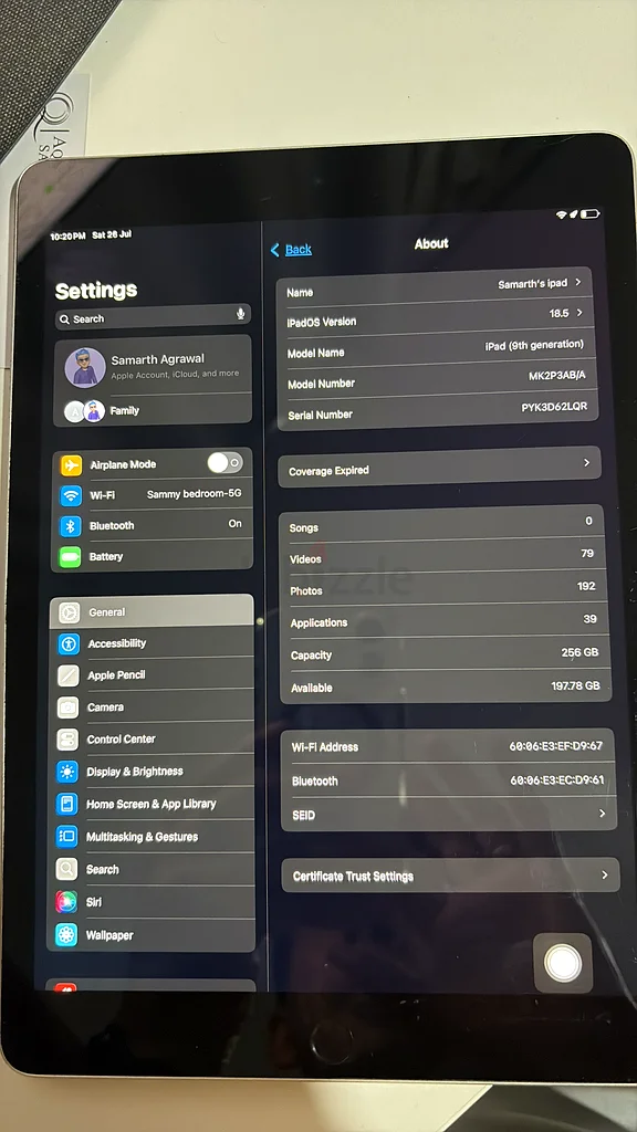 I Pad 9th generation 256GB first user only 89963221850423937113