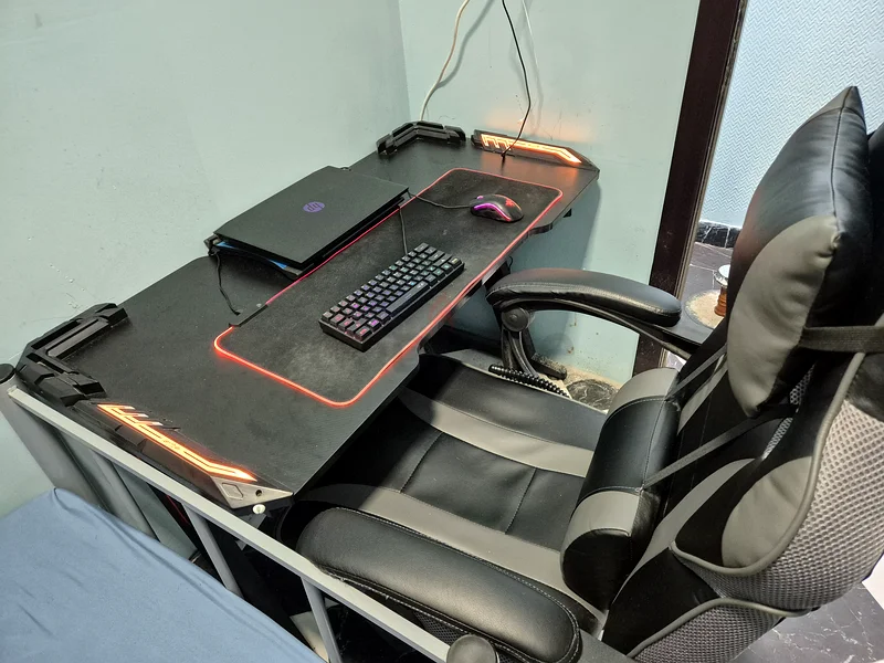 Gaming Desk with LED Lights and gaming chair63179859474051112