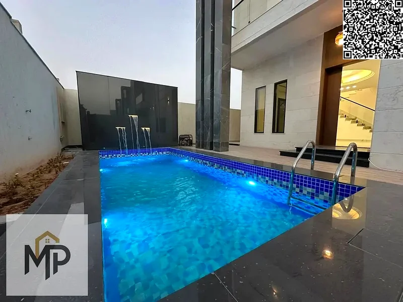 For sale - a luxurious villa with a swimming pool in Ajman, high-end finishing, modern design,63905079857027110