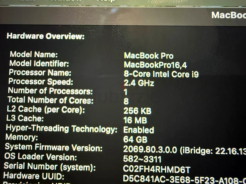 Apple MacBook Pro 2019 - i9 2.4 GHz, 16, RAM 64 GB, GPU 8 Gb, NVME 4TB63197646032514113