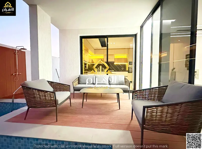 Distinctive villa in Al Bahia | With swimming pool and sitting area | Super deluxe finishing.63882550824194113