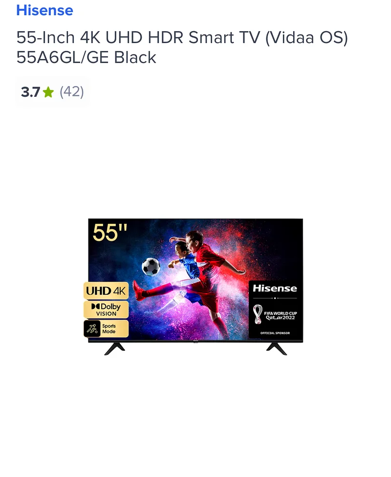 Hisense 55 Inch 4K UHD63196633994499111