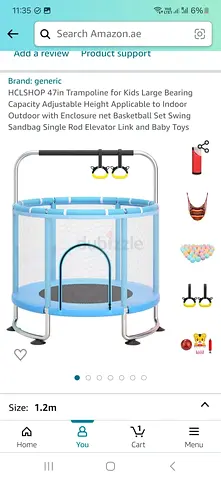 Exciting Safety Trampoline with Hanging Bar and Trapzee