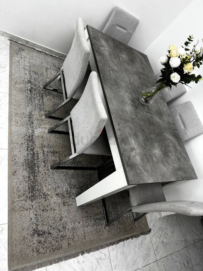 Modern Dining Set with 6 Stylish Grey Chairs63217328638467112