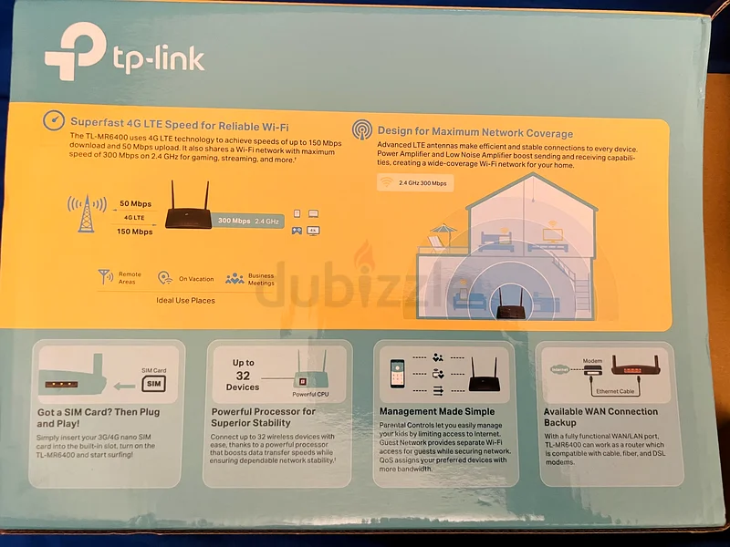 TP-Link TL-MR6400 N300Mbps WiFi 4G Sim Router63196148901122112